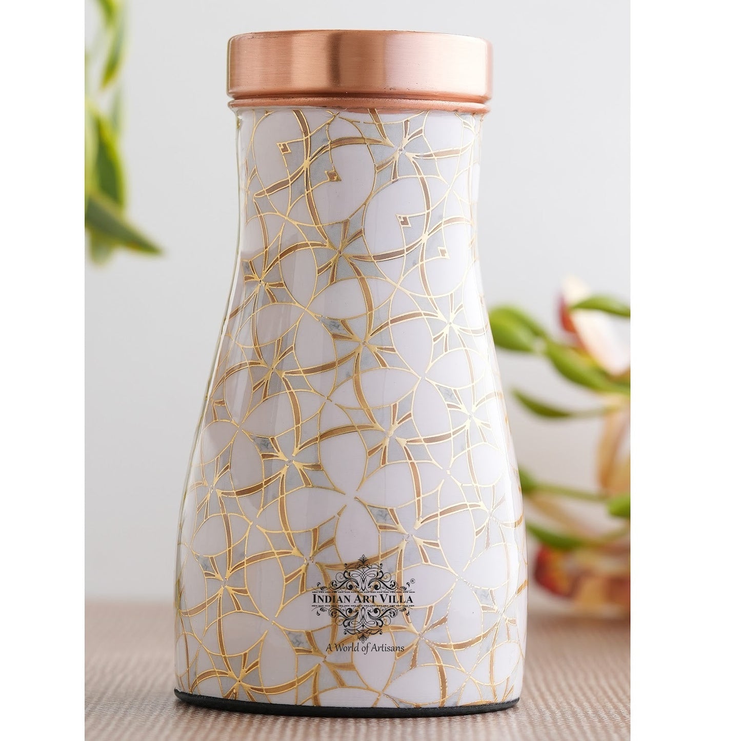 Pure Copper Gold Print Luxury Design Bedroom Bottle,  Home Décor, Marble Finish, 950 ml