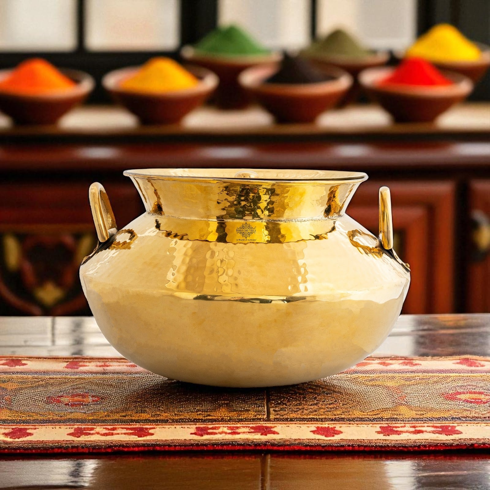 Pure Pital Handi with Tin Lining, Lid & Side Handles