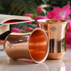 Pure Copper Plain & Hammered Design Glass, Drinkware, Tableware, Heavy Weight with 200 Grams