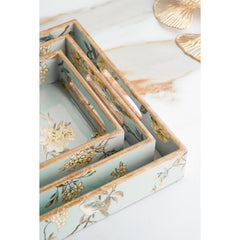 Wooden Tray Set of 3  Handcrafted Multipurpose Decorative Serving Platters