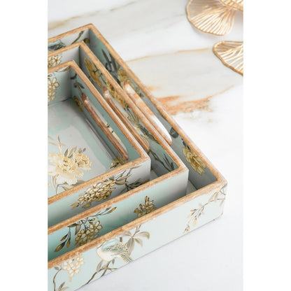 Wooden Tray Set of 3  Handcrafted Multipurpose Decorative Serving Platters