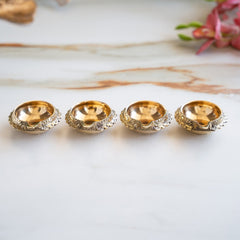 Brass Diya Set of 4 with Embossed Design & Shine Finish