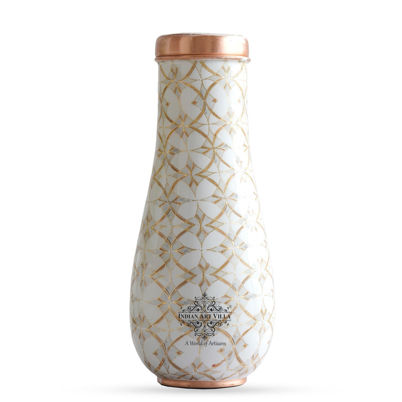 Pure Copper Bedroom Bottle with Golden Print Design 1500 ML