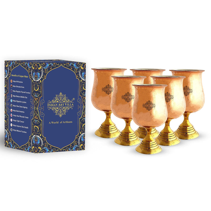 Pure Copper Steel  Goblet Glass with Brass Bottom 300 ML