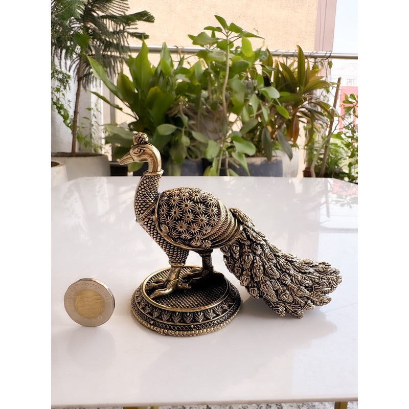 Brass Peacock Statue- 10.16 cm