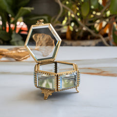 Brass & Glass Hexagonal Decorative Box