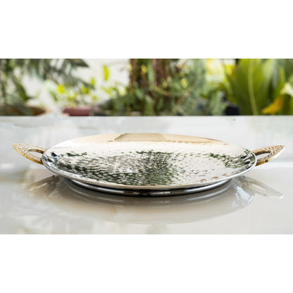 Stainless Steel Hammered Cookware Tawa With Brass Handle