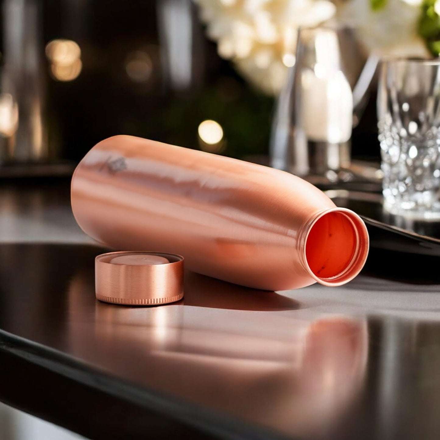 Pure Copper Water Bottle with Plain Matte Finish Design