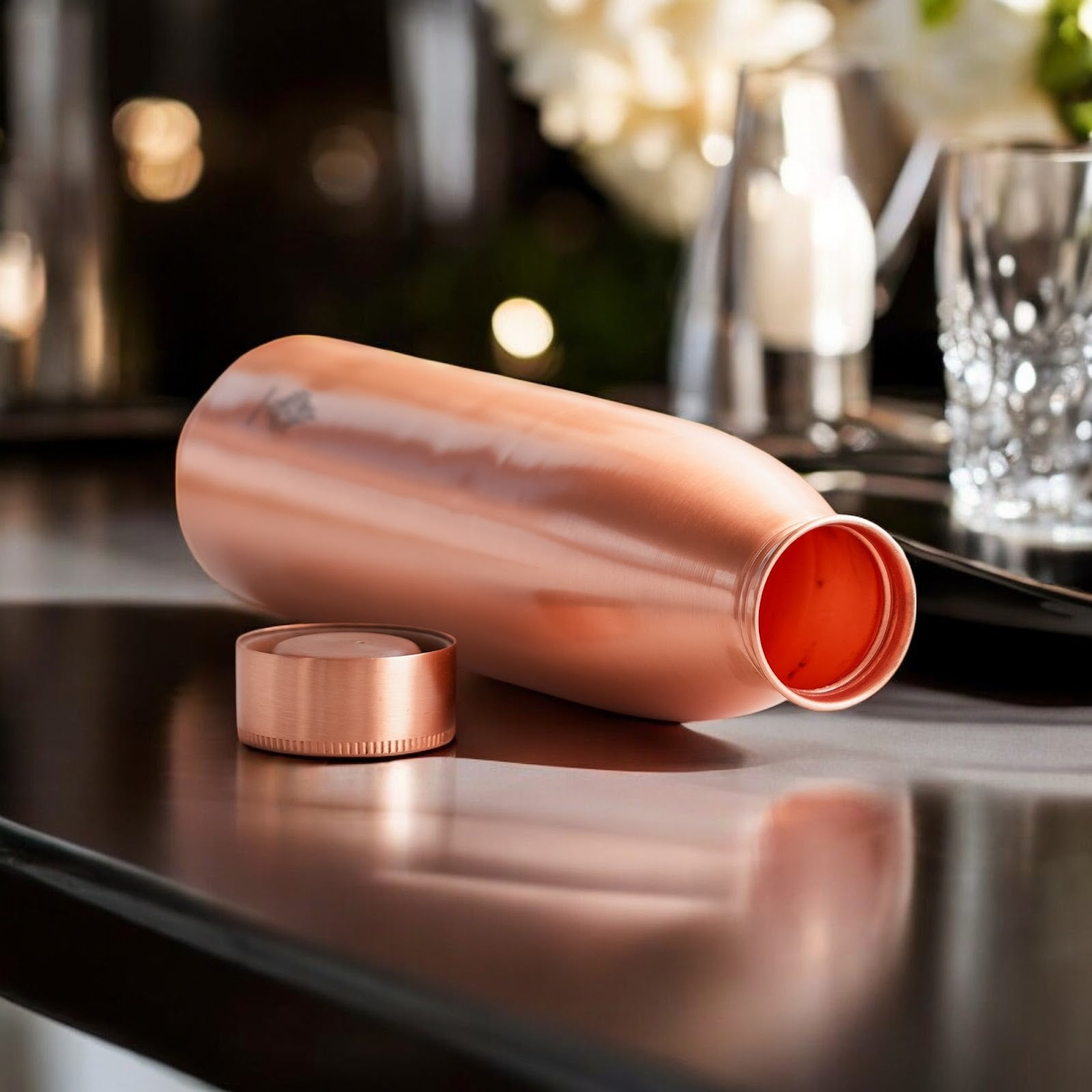 Pure Copper Water Bottle with Plain Matte Finish Design