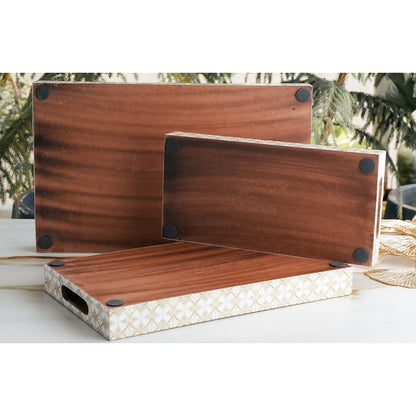 Wooden Tray Set of 3  Handcrafted Multipurpose Decorative Serving Platters