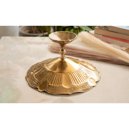 Brass Decorative Bowl with Embossed Floral Design – 10 Inch Gold Finish Fruit Bowl for Table Centerpiece, Table Décor and Gifting