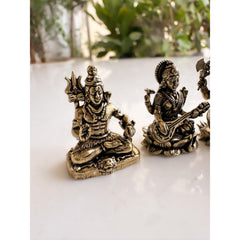 Pure Brass Miniature Hindu God Murti Combo Set for Home Temple & Pooja Decor