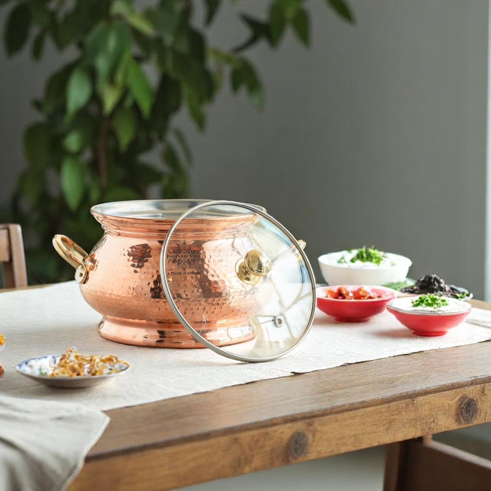 Pure Steel Copper Hammered  Biriyani Handi With Inside Tin Lining