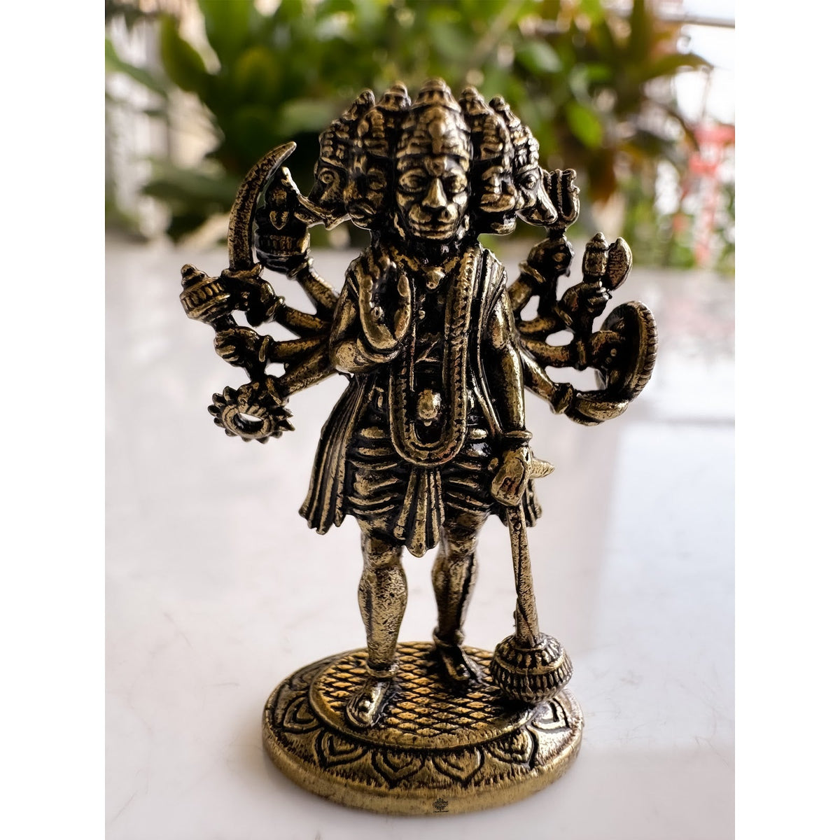 Pure Brass Miniature Panch Mukhi Hanuman Ji Murti - 4 cm