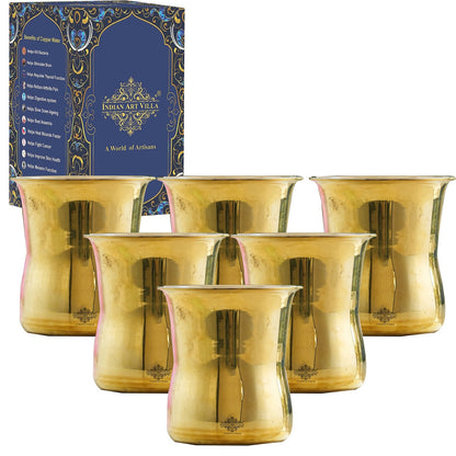 Handmade Pure Steel Brass Curved Design Glass -300ml