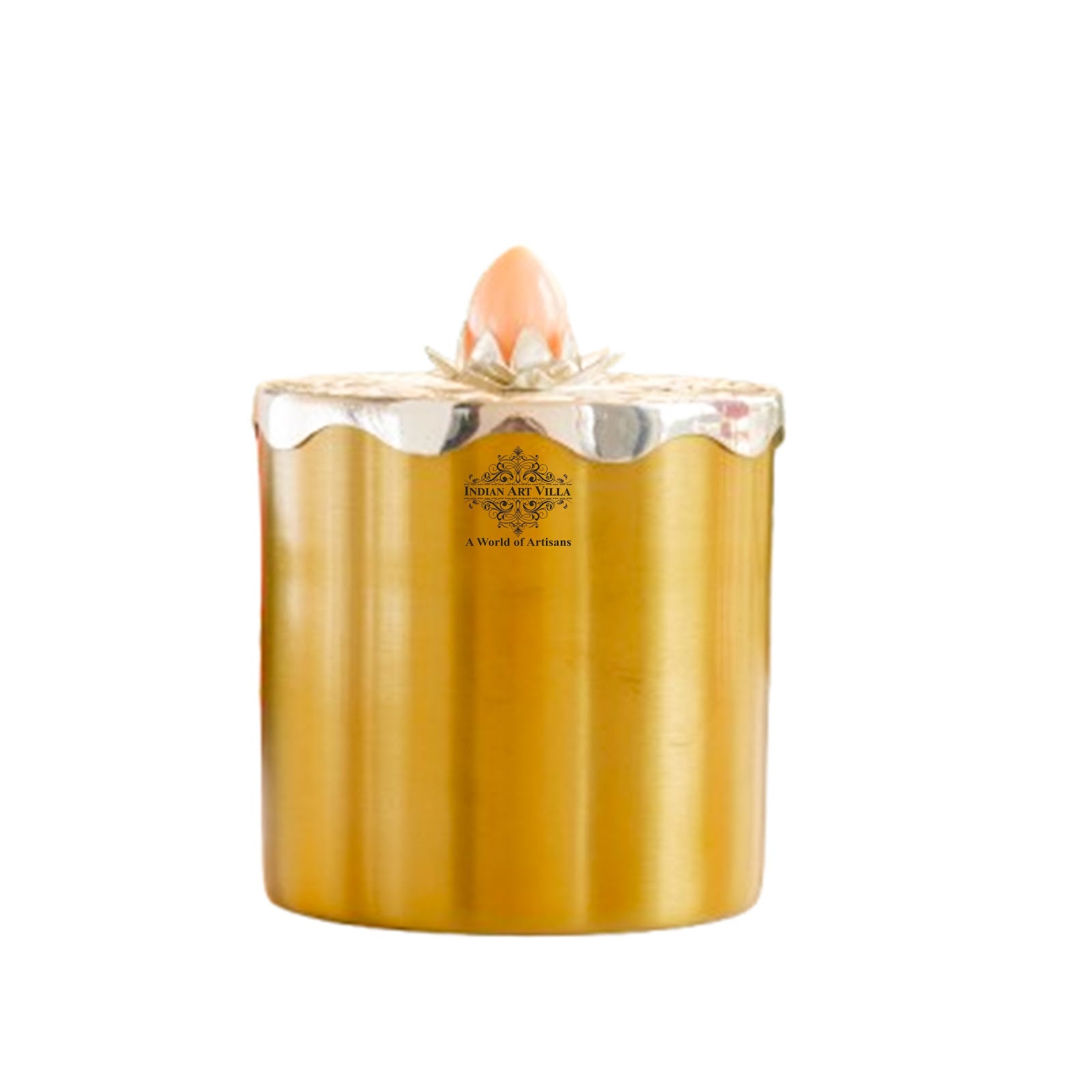 Silver-Plated & Brass Multipurpose Box with Lotus Design Lid, Gold & Silver Finish, Elegant Decorative Box for Dry Fruits, Sweets And Gifting