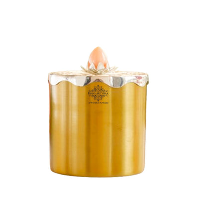 Silver-Plated & Brass Multipurpose Box with Lotus Design Lid, Gold & Silver Finish, Elegant Decorative Box for Dry Fruits, Sweets And Gifting