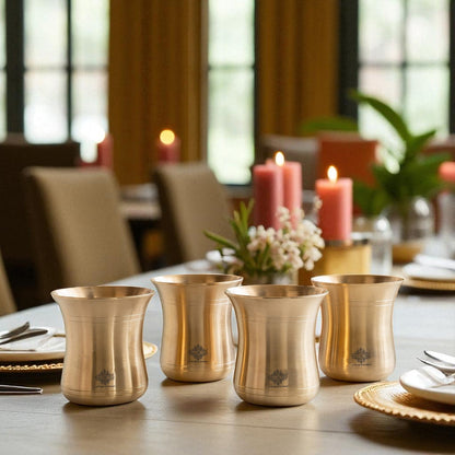 Pure Brass Curved Design Plain Glass With Lines