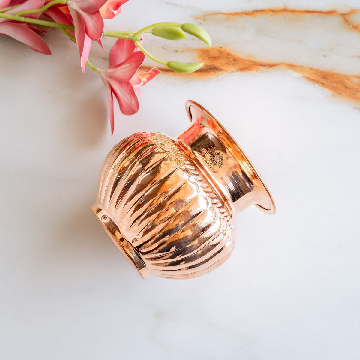 Handcrafted Pure Copper Fluted Lota for Pooja & Traditional Use - 740 ML