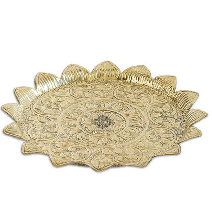 Pure Brass Sunflower Design Pooja Thali | Pooja Temple Home