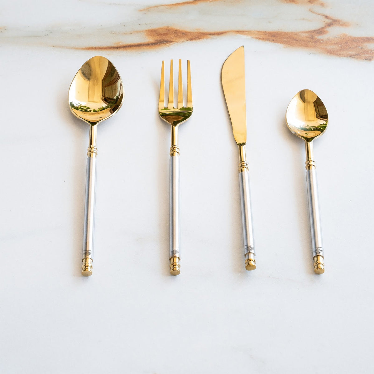 Stainless Steel Gold Cutlery Set of 4 with Dual