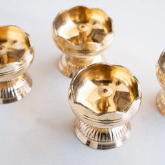 Brass Kamal Jyoti Diya Set of 4 - Lotus Design Oil Lamps