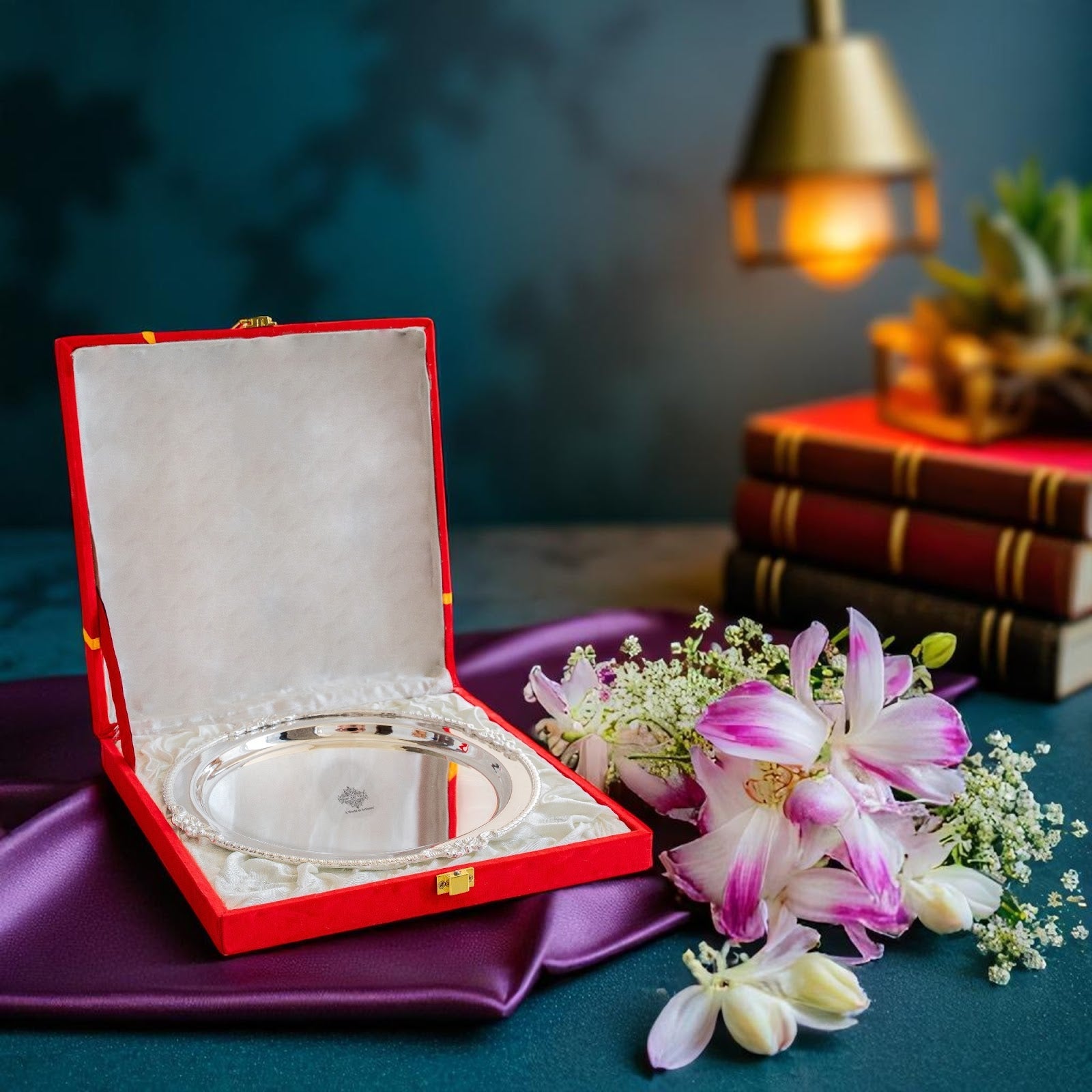 Silver Plated Plate with Plain Shine Quarter-8.5" Width