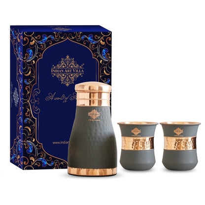 Pure Copper Silk Finished Gift Set Bedroom Bottle with Copper Glass