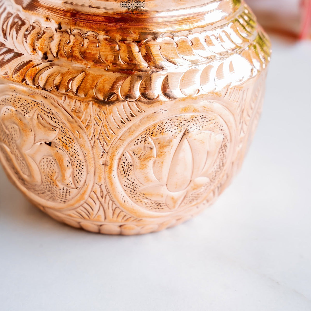Pure Copper Lota with Om Design For Pooja - 700 ML