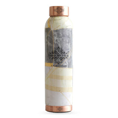 Pure Copper Water Bottle with Different Gold Print Designs, 900 ML