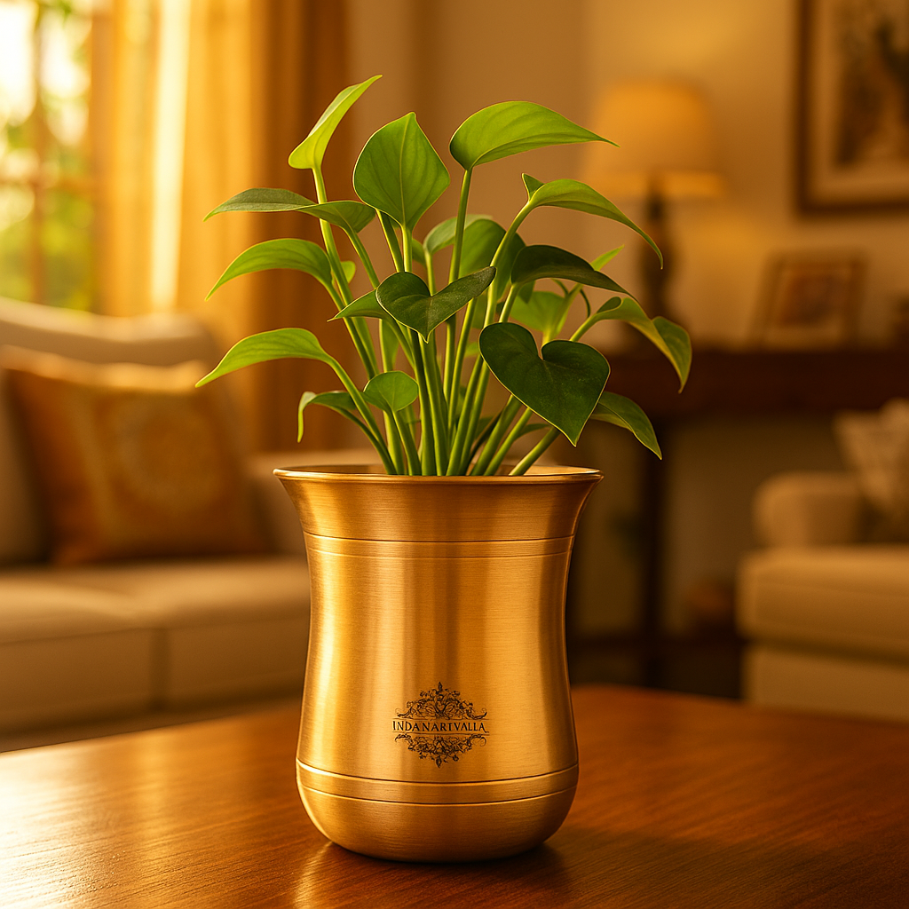 Pure Brass Curved Design Plain Glass With Lines