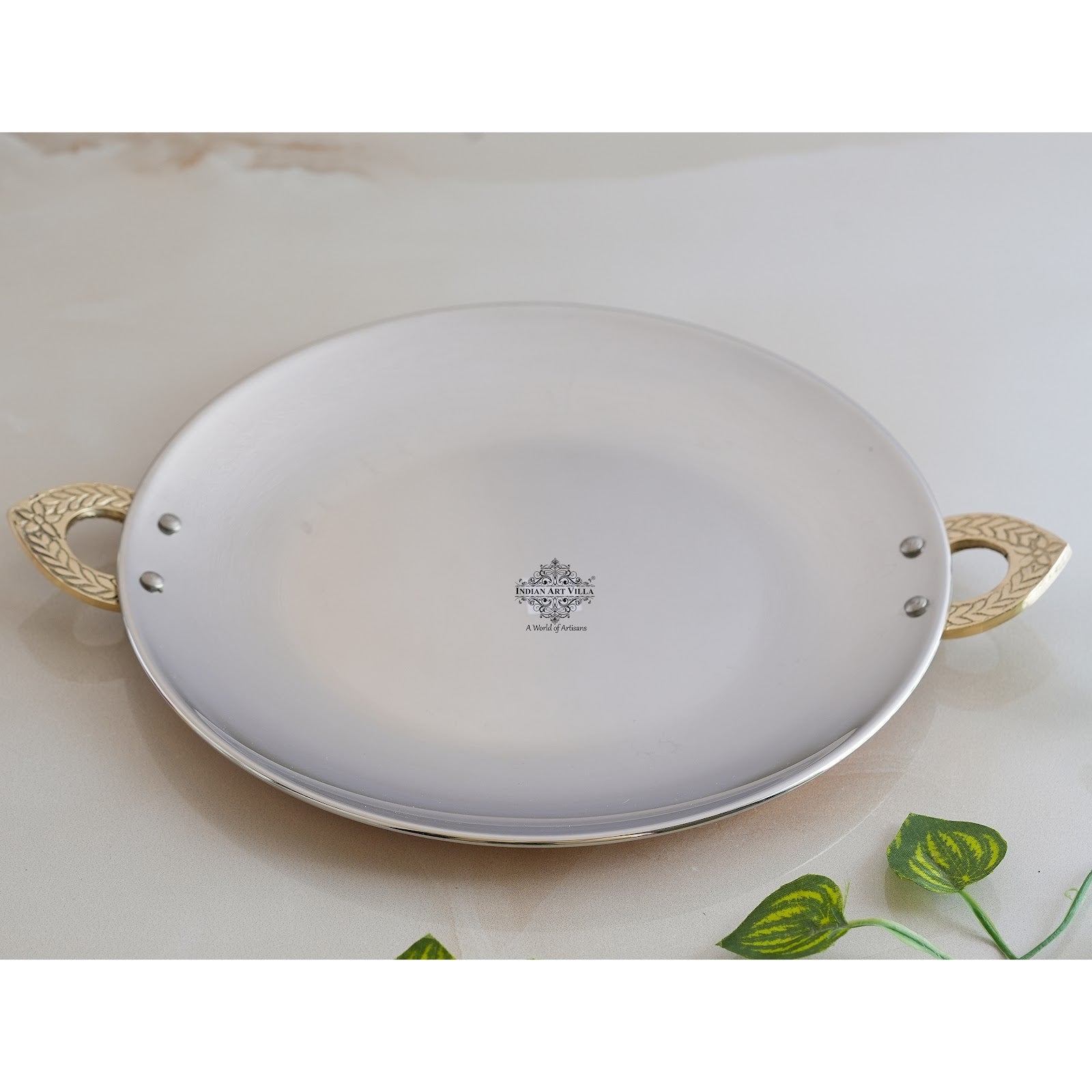 Pure Steel Copper Hammered Design Serving Tawa Platter