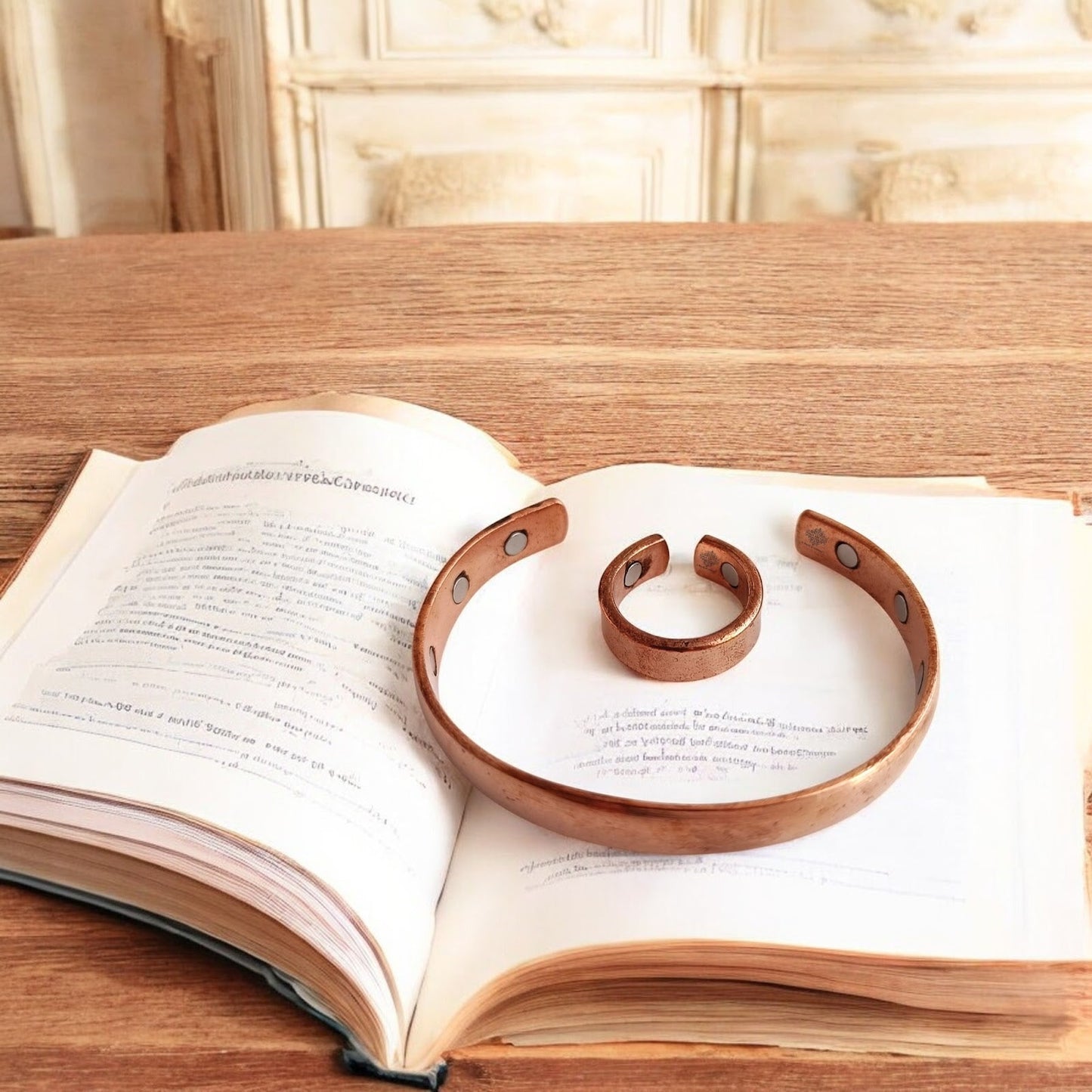 Pure Copper Plain Design Bangle with Magnet & Matching Ring