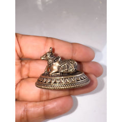 Pure Brass Miniature Sitting Nandi Ji Murti - 2.54 cm