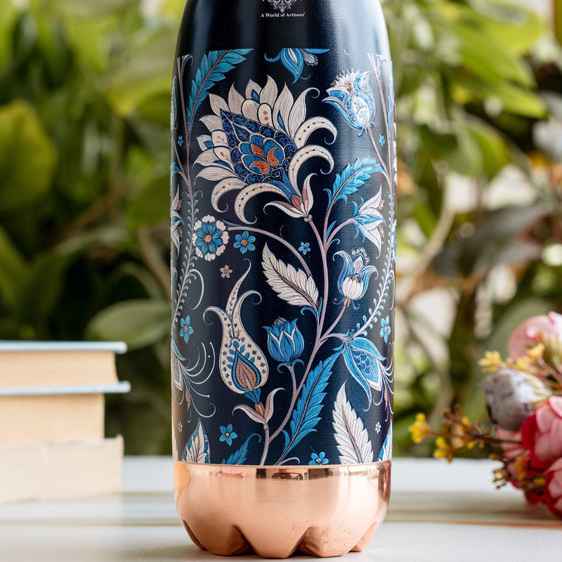 Copper Kalakriti Midnight Tulip Printed Bottle-1050 ML