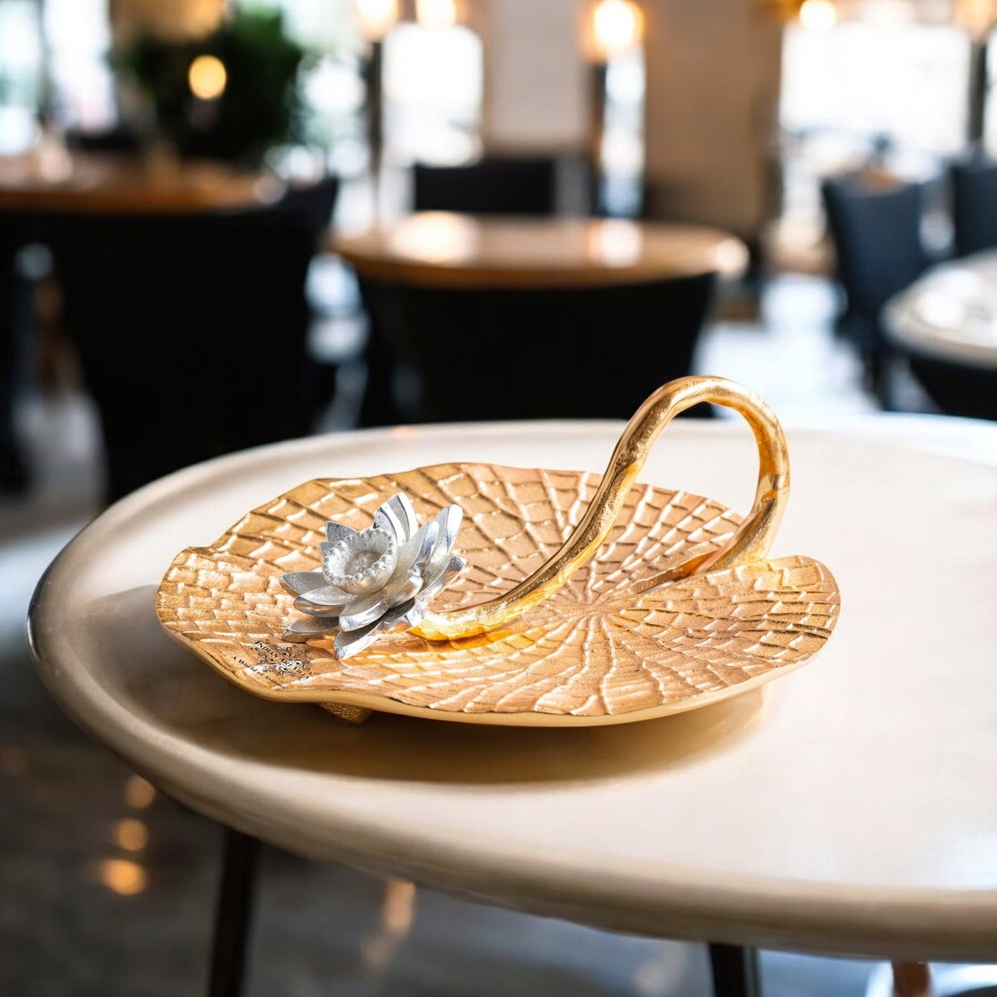 Brass Finish Lotus Flower Design Tissue Holder – Elegant Handcrafted Napkin Stand, Decorative Table Centerpiece and Home Décor