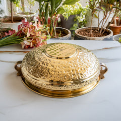 Pure Brass Large Urli with Floral Vine Border for Home Décor