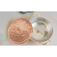Pure Copper Kadhai With Lid & Inside Tin Lining