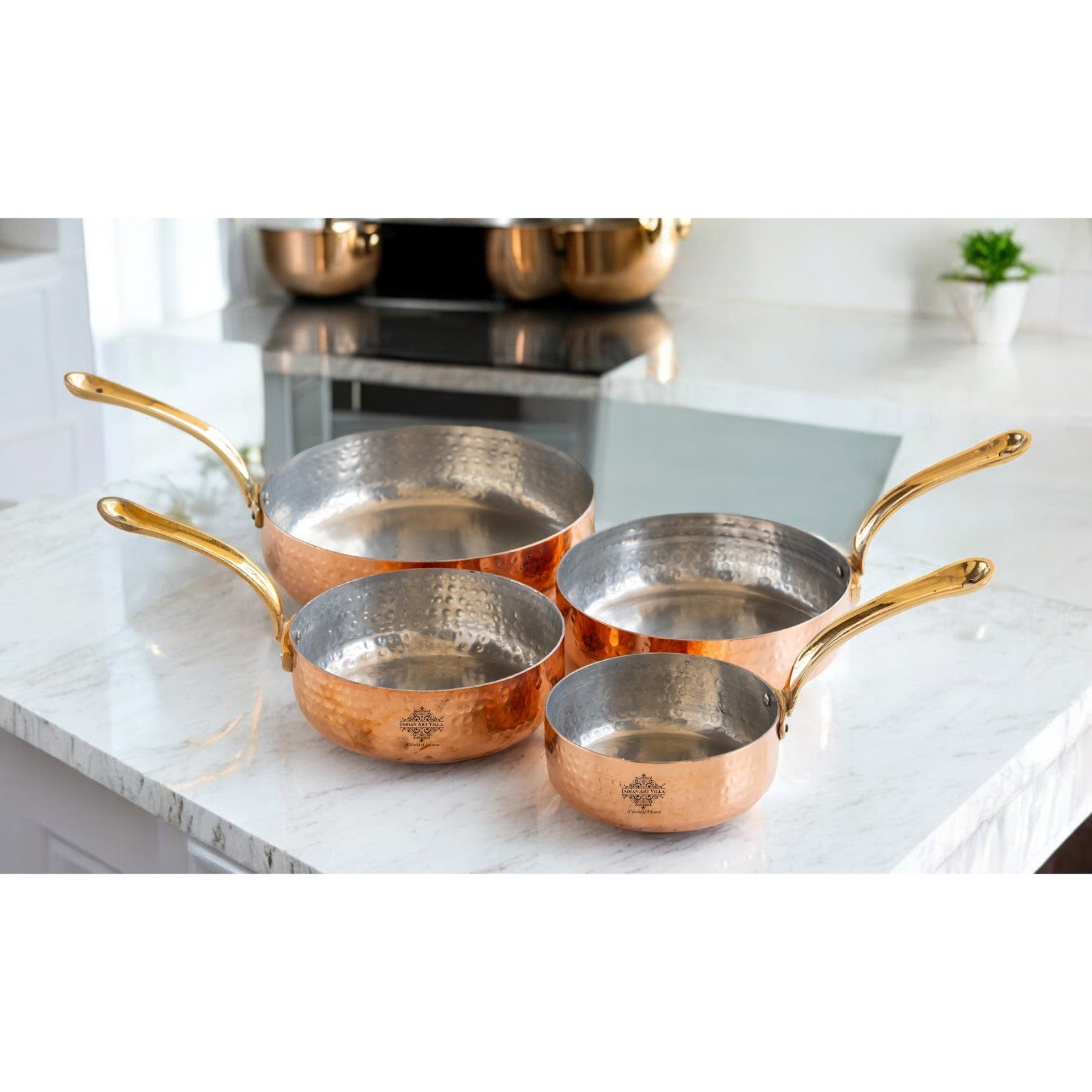 Handcrafted Pure Copper Round Pan with Tin Lining, Serveware, Cookware