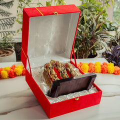 Brass Finish Ram Darbar Murti with Wooden Base for Home Temple