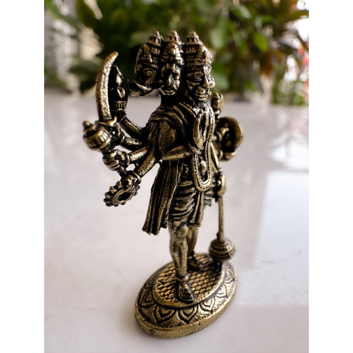 Pure Brass Miniature Panch Mukhi Hanuman Ji Murti - 4 cm