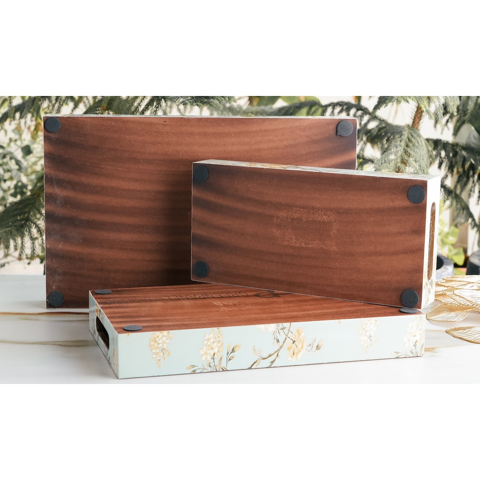Wooden Tray Set of 3  Handcrafted Multipurpose Decorative Serving Platters