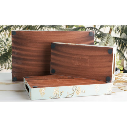 Wooden Tray Set of 3  Handcrafted Multipurpose Decorative Serving Platters