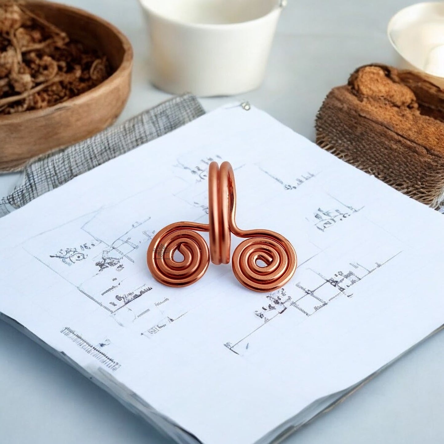 Pure Copper Spiral Ring Adjustable Unisex Fashion Ring