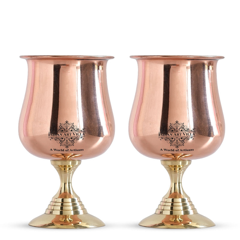 Pure Copper Steel  Goblet Glass with Brass Bottom 300 ML