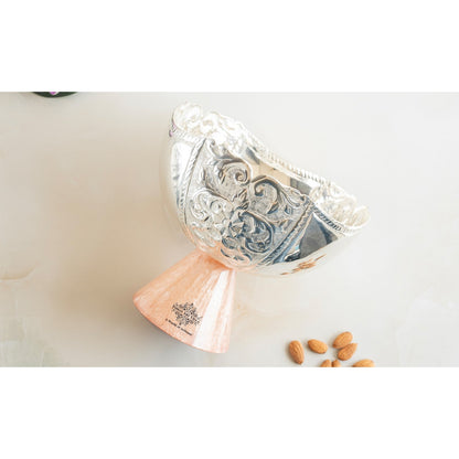 Silver Plated Resin Decorative Fruit Basket - Embossed Design, Luxury Home Décor, Centerpiece for Dining Table and Useful for Gifting