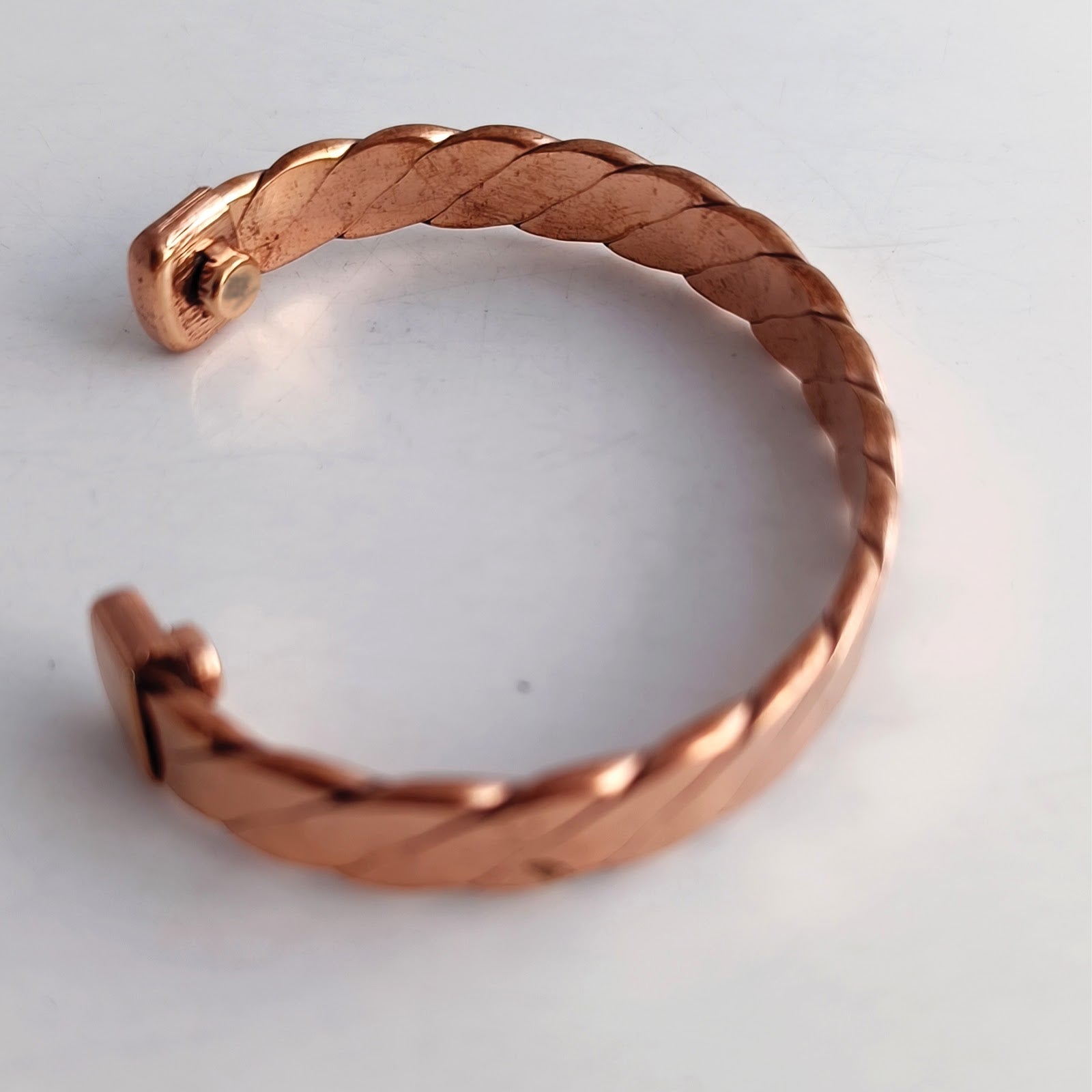Pure Copper Flat Spiral Bangle with Magnet Handcrafted Bangle