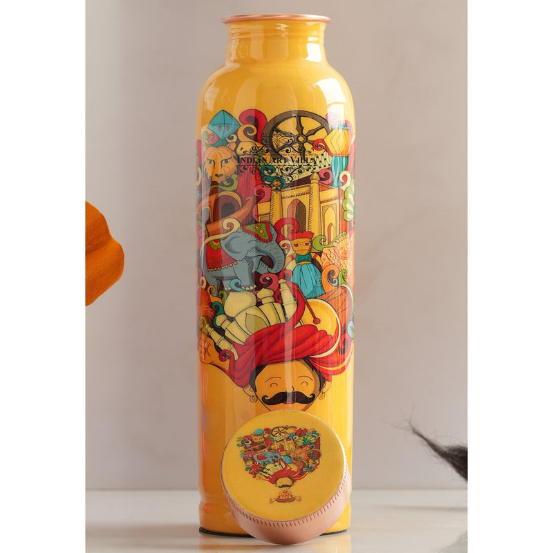 Tamba Bottle with Rajasthani Meena 'Padharo Mhare Desh' Design – 900 ML