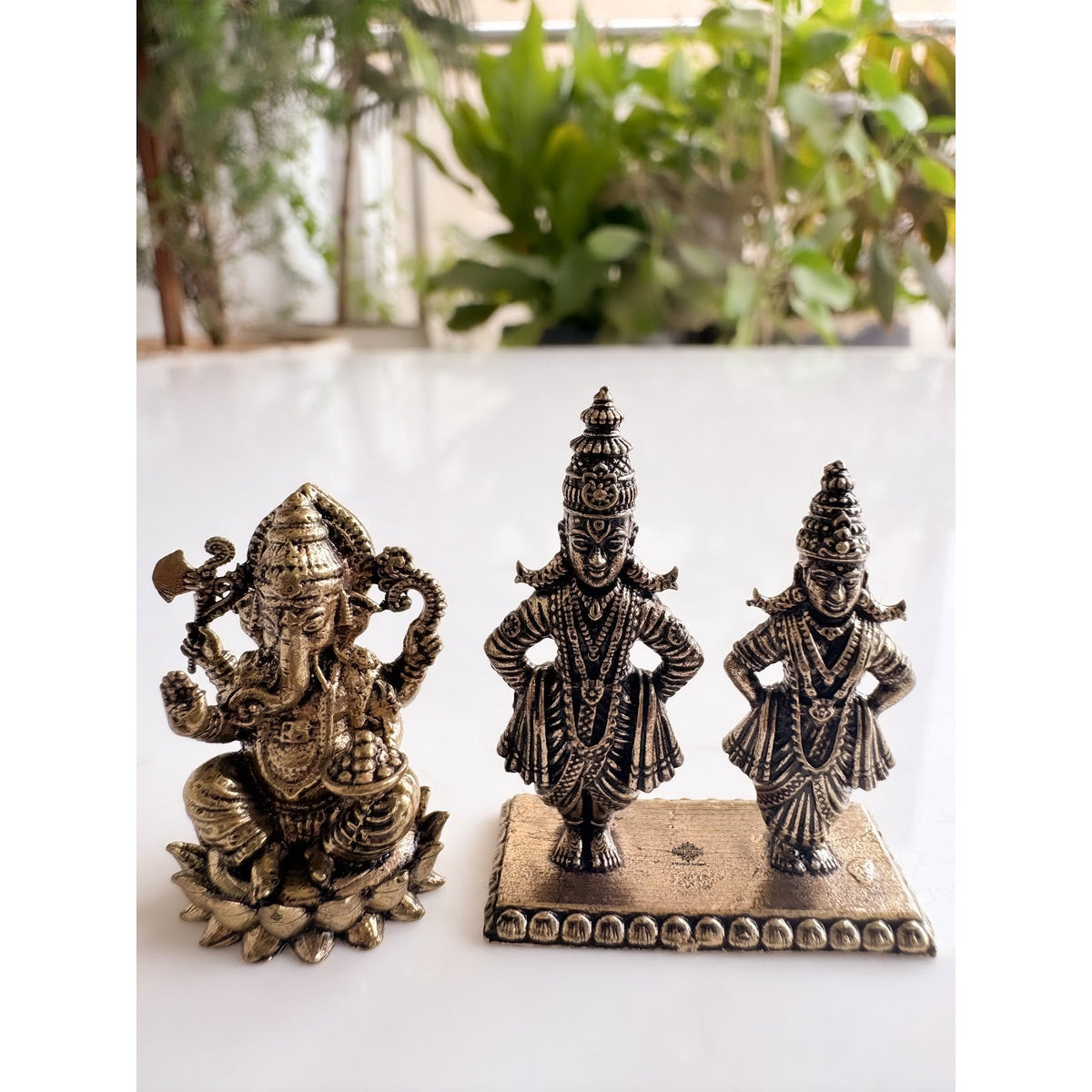 Pure Brass Miniature Vitthal Rukmini Devotional Murti Pair