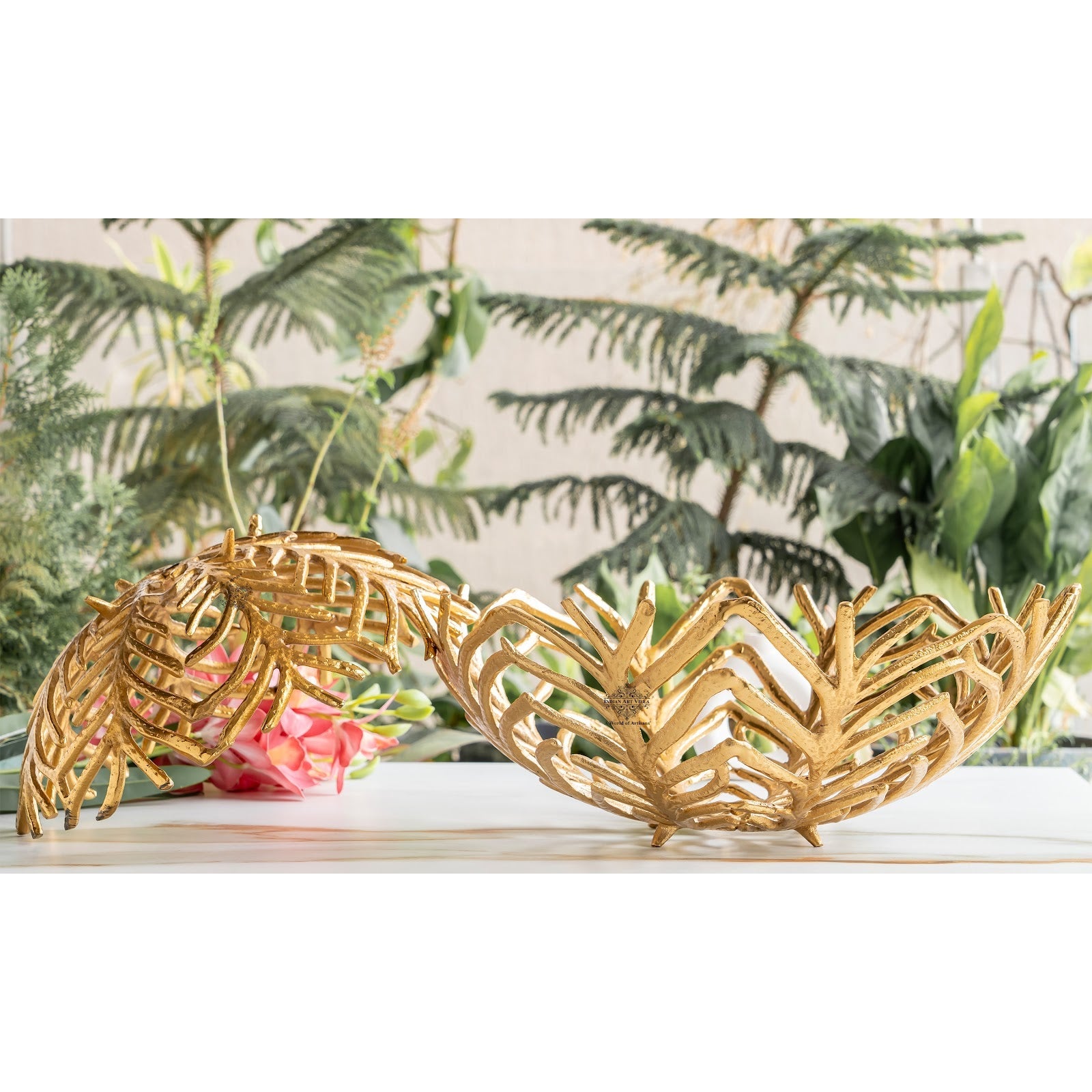 Brass Finish Decorative Cutting Basket – 12.6 Inches, Luxury Home Decor Bowl, Ideal for Fruits, Snacks, Festive Gifting